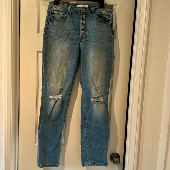 KanCan Denim - Kancan High Rise Button Fly Distressed Jeans